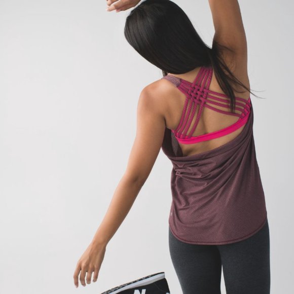 lululemon athletica Tops - Lululemon Wild Tank Heathered Bordeaux Drama/Bon Bon Wee Stripe Bordeaux Drama 6